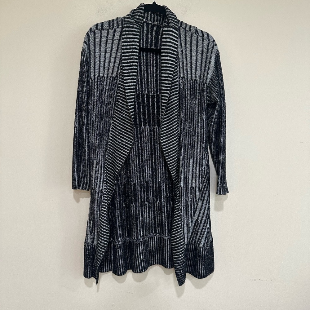 Bebe Striped Black and Gray Cardigan size small.